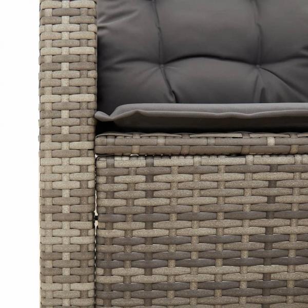 3-tlg. Bistro-Set mit Kissen Grau Poly Rattan Akazienholz