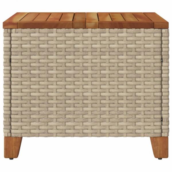 Gartentisch Beige 45x45x37 cm Poly Rattan Akazienholz