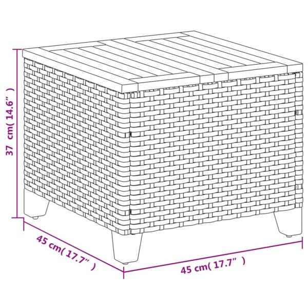 Gartentisch Beige 45x45x37 cm Poly Rattan Akazienholz