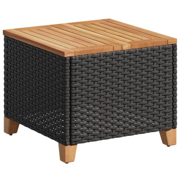 ARDEBO.de - Gartentisch Schwarz 45x45x37 cm Poly Rattan Akazienholz