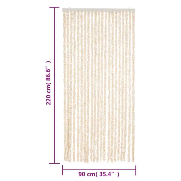 Fliegenvorhang Beige und Weiß 90x220 cm Chenille