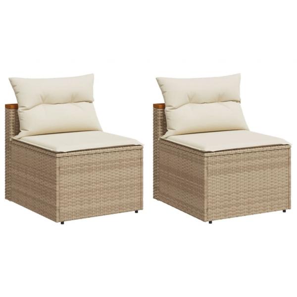 ARDEBO.de - Gartensofas ohne Armlehnen mit Kissen 2 Stk. Beige Poly Rattan