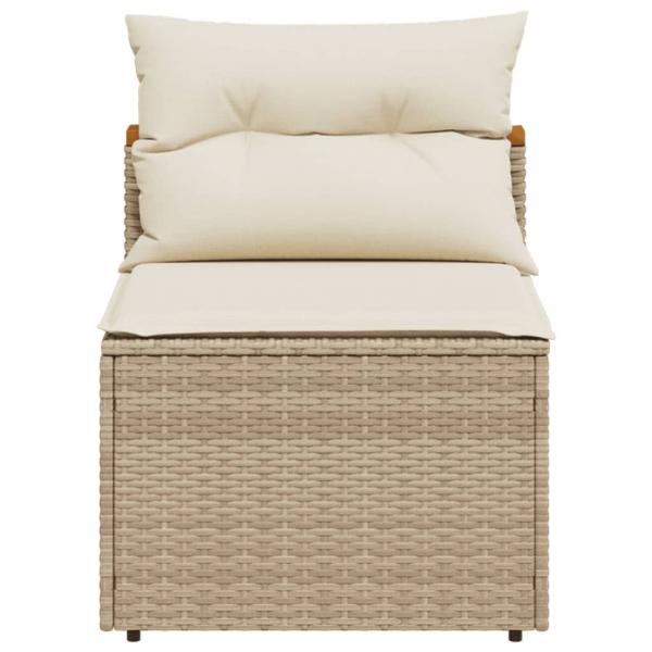 Gartensofas ohne Armlehnen mit Kissen 2 Stk. Beige Poly Rattan