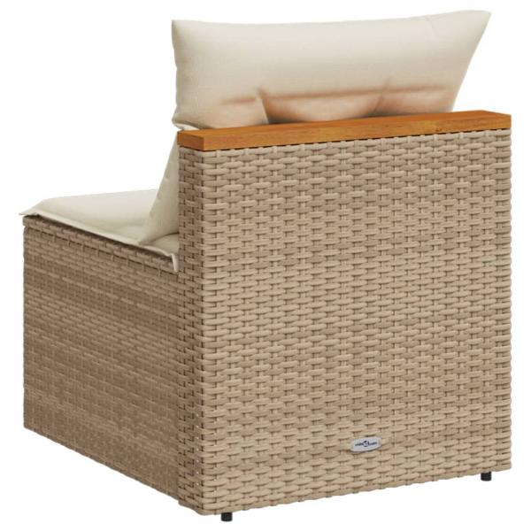 Gartensofas ohne Armlehnen mit Kissen 2 Stk. Beige Poly Rattan