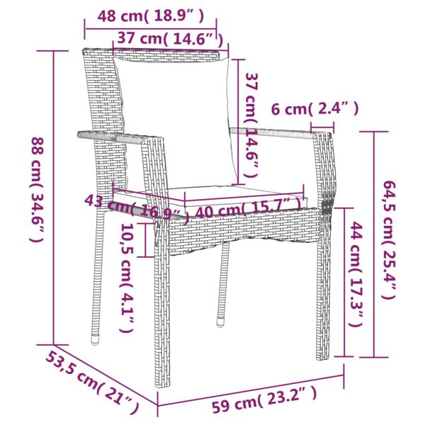 7-tlg. Garten-Essgruppe mit Kissen Grau Poly Rattan