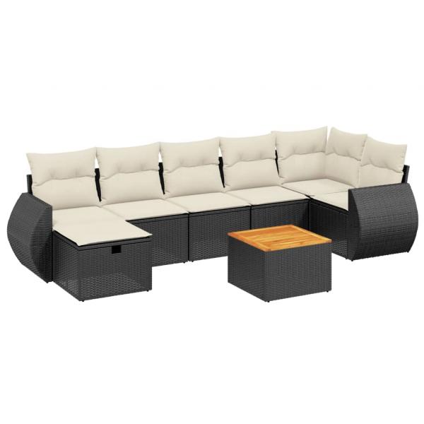 ARDEBO.de - 8-tlg. Garten-Sofagarnitur mit Kissen Schwarz Poly Rattan