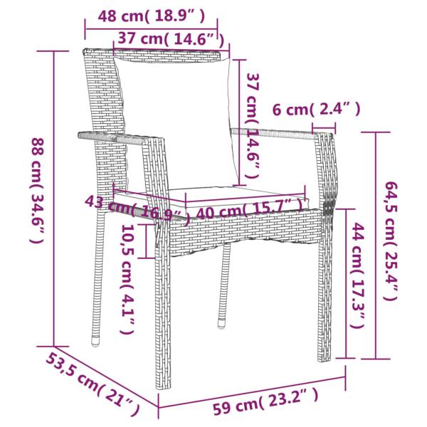 9-tlg. Garten-Essgruppe mit Kissen Grau Poly Rattan