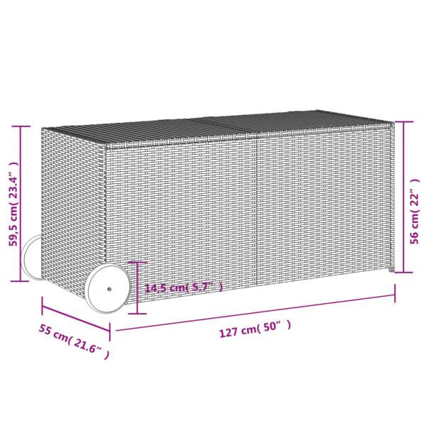 Gartentruhe mit Rollen Braun 283L Poly Rattan