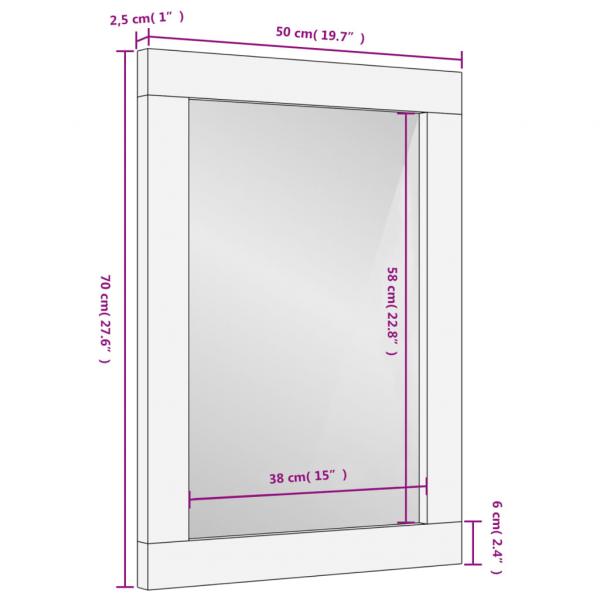 Badspiegel Schwarz 50x70x2,5 cm Massivholz Mango und Glas