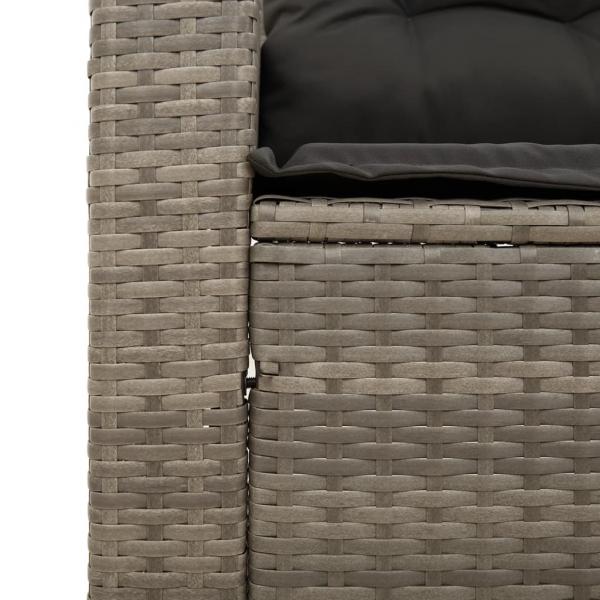 Gartensofa mit Kissen 3-Sitzer Grau Poly Rattan