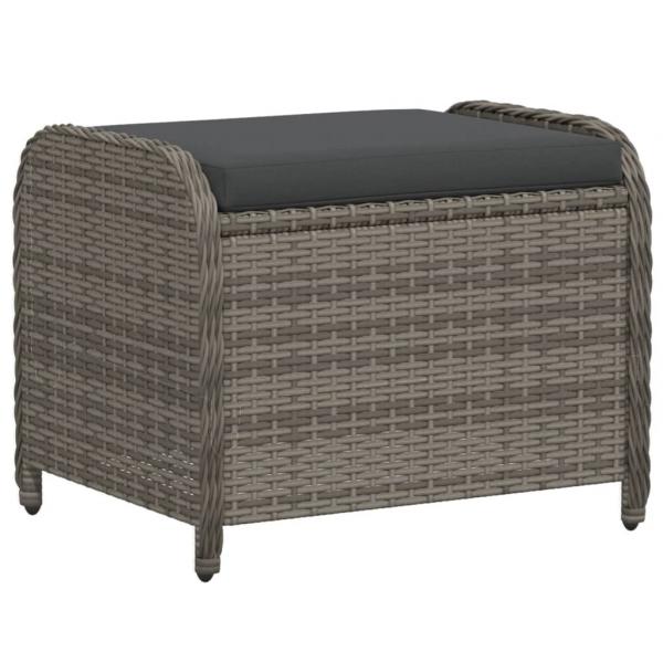 ARDEBO.de - Gartenhocker mit Kissen Grau 58x46x46 cm Poly Rattan