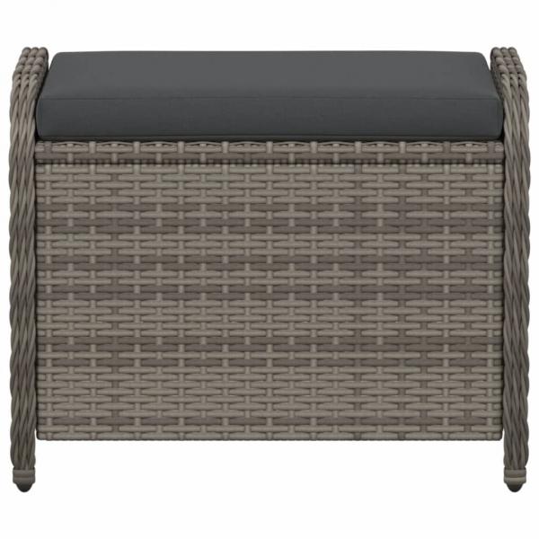 Gartenhocker mit Kissen Grau 58x46x46 cm Poly Rattan