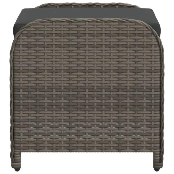 Gartenhocker mit Kissen Grau 58x46x46 cm Poly Rattan