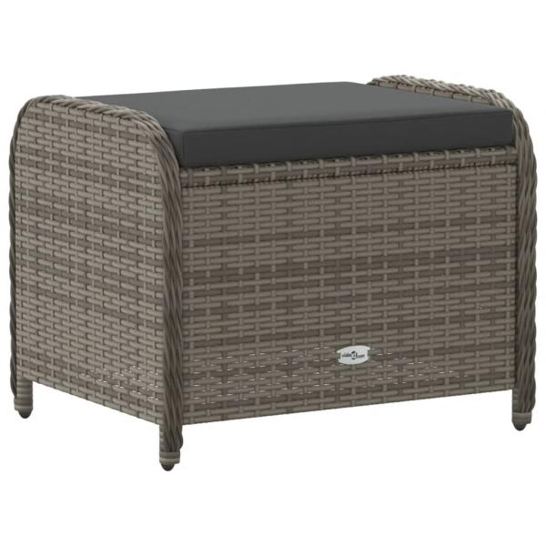 Gartenhocker mit Kissen Grau 58x46x46 cm Poly Rattan