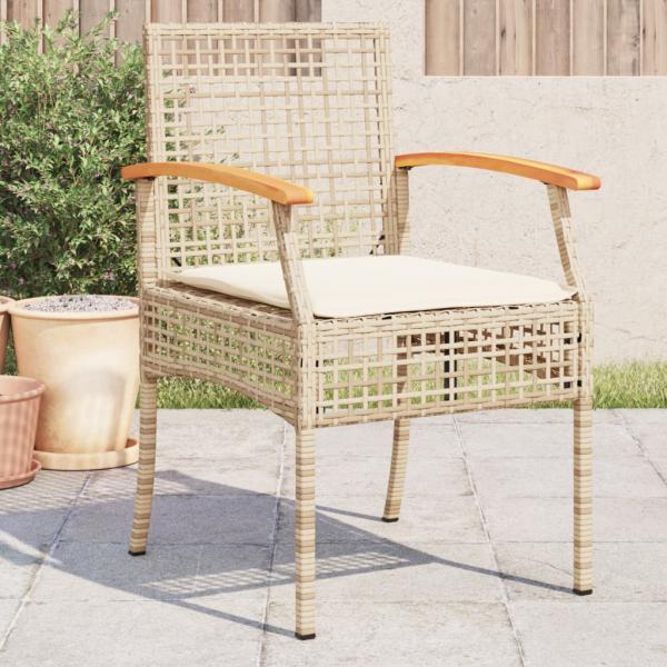 ARDEBO.de - Gartenstühle mit Kissen 4 Stk. Beige Poly Rattan Akazienholz