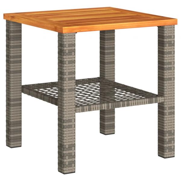 ARDEBO.de - Gartentisch Grau 40x40x42 cm Poly Rattan Akazienholz