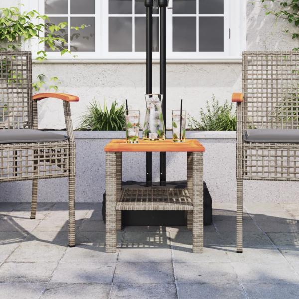 Gartentisch Grau 40x40x42 cm Poly Rattan Akazienholz