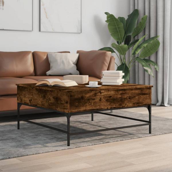 ARDEBO.de - Couchtisch Räuchereiche 95x95x45 cm Holzwerkstoff und Metall