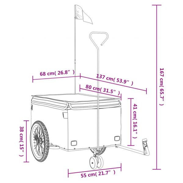 Fahrradanhänger Schwarz und Grau 45 kg Eisen