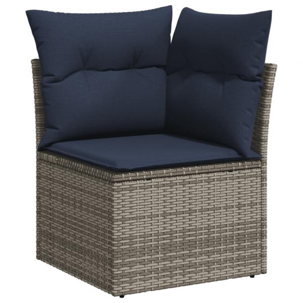 13-tlg. Garten-Sofagarnitur mit Kissen Grau Poly Rattan