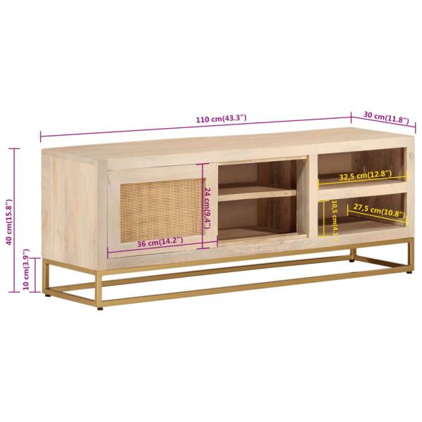 TV-Schrank 110x30x40 cm Massivholz Mango und Eisen