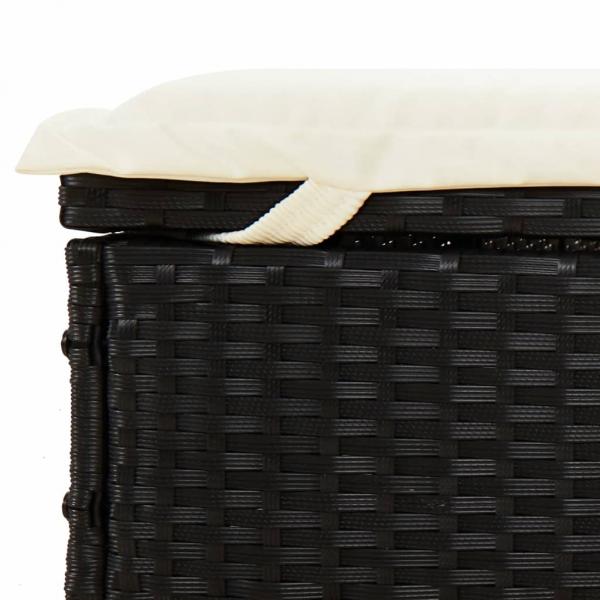 2-Personen-Sonnenliege mit Dach Schwarz 213x118x97 Poly Rattan