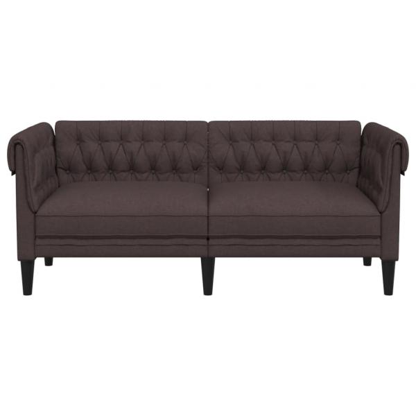 Chesterfield-Sofa 2-Sitzer Dunkelbraun Stoff