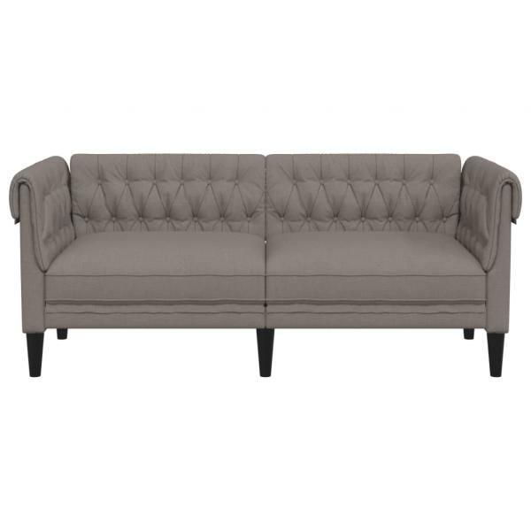 Chesterfield-Sofa 2-Sitzer Taupe Stoff