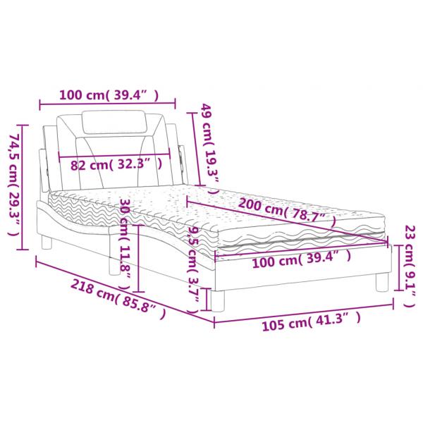 Bett mit Matratze Schwarz 100x200 cm Kunstleder