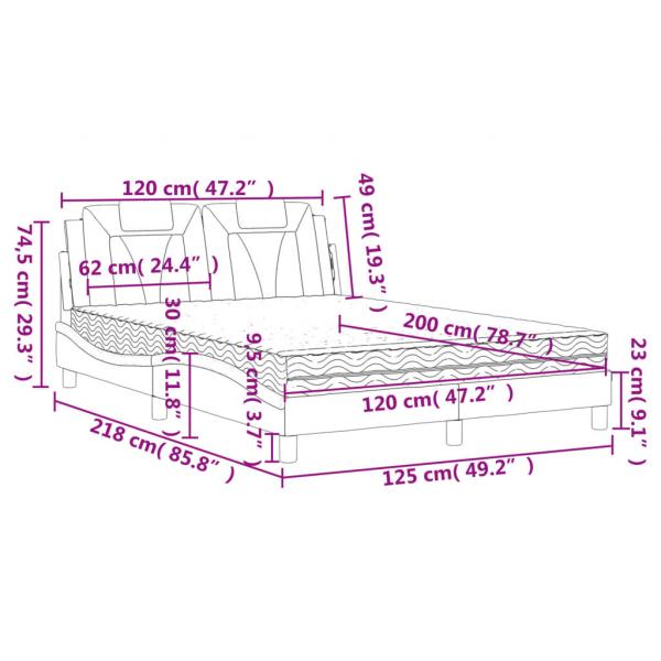 Bett mit Matratze Schwarz 120x200 cm Kunstleder