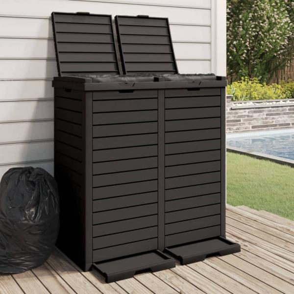 ARDEBO.de - Outdoor-Mülltonne Schwarz 78x41x86 cm Polypropylen