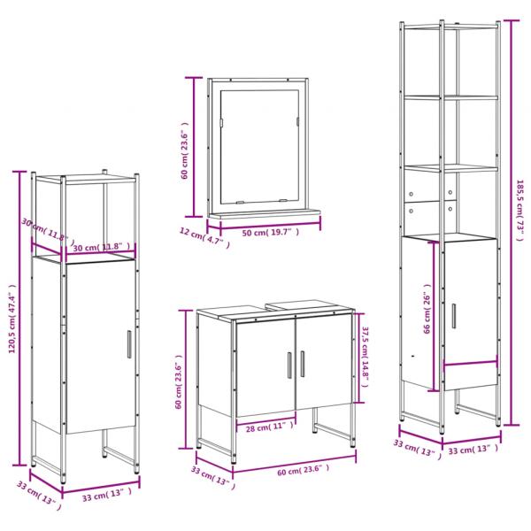 4-tlg. Badmöbel-Set Räuchereiche Holzwerkstoff