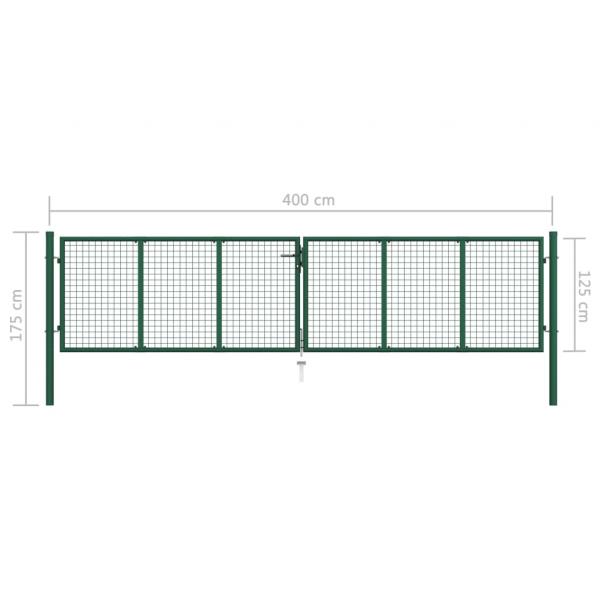 Doppelstabmatten-Doppeltor Stahl 390x125 cm Grün