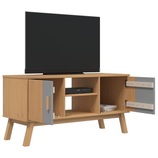 TV-Schrank OLDEN Grau und Braun 114x43x57 cm Massivholz Kiefer