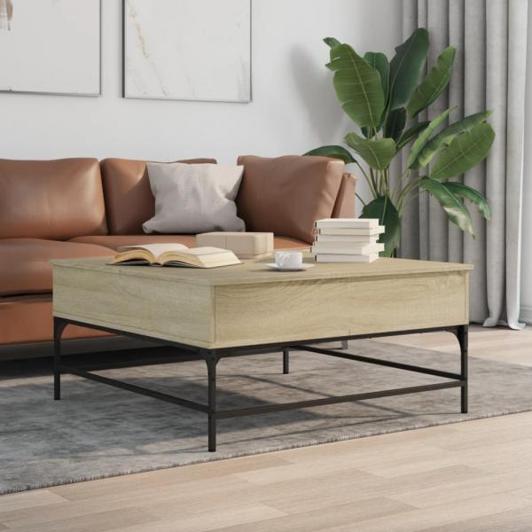 ARDEBO.de - Couchtisch Sonoma-Eiche 95x95x45 cm Holzwerkstoff und Metall