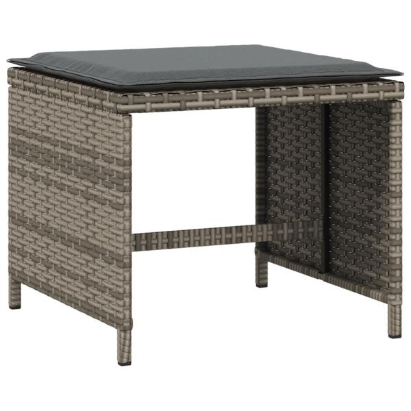 Gartenhocker mit Kissen 4 Stk. Grau 41x41x36 cm Poly Rattan