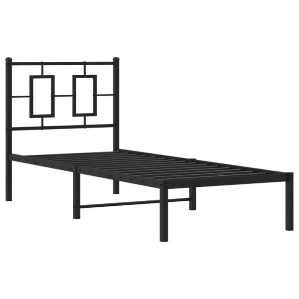 Bettgestell mit Kopfteil Metall Schwarz 75x190 cm