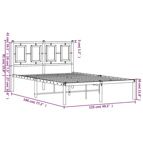 Bettgestell mit Kopfteil Metall Schwarz 120x190 cm