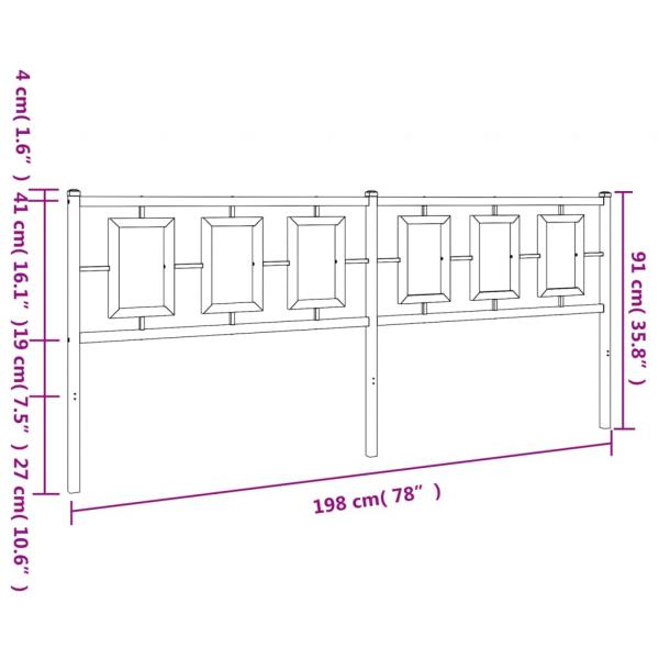 Kopfteil Metall Schwarz 193 cm