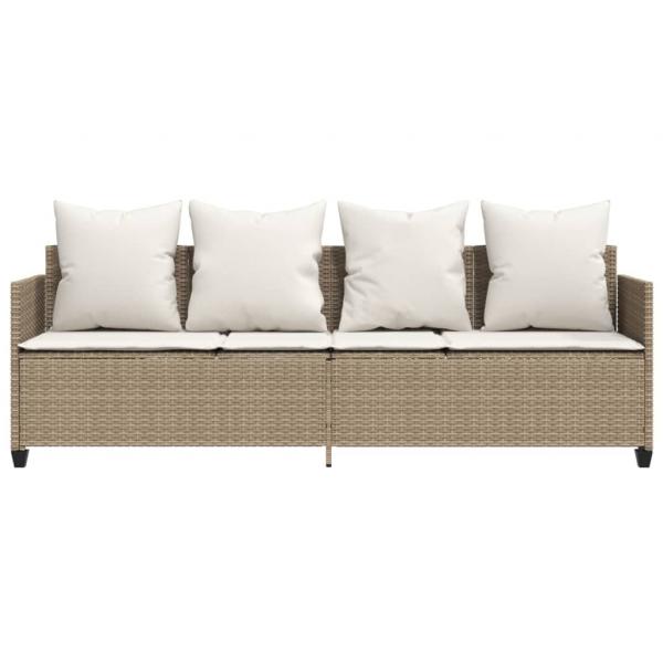 Sonnenliege mit Kissen Beige Poly Rattan