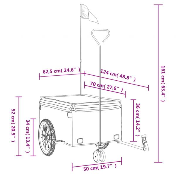 Fahrradanhänger Schwarz und Grün 45 kg Eisen