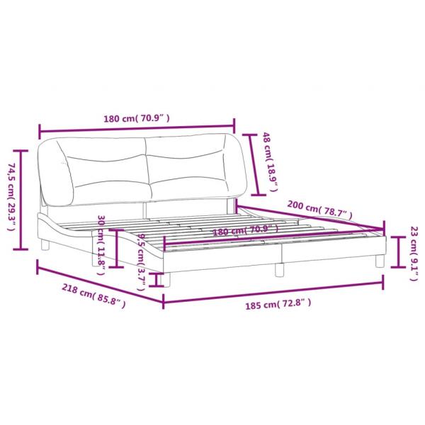 Bettgestell mit Kopfteil Dunkelgrau 180x200 cm Stoff