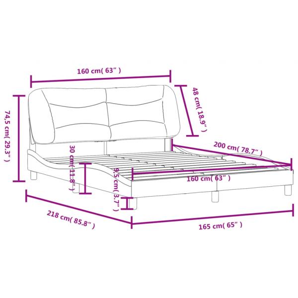 Bettgestell mit Kopfteil Blau 160x200 cm Stoff