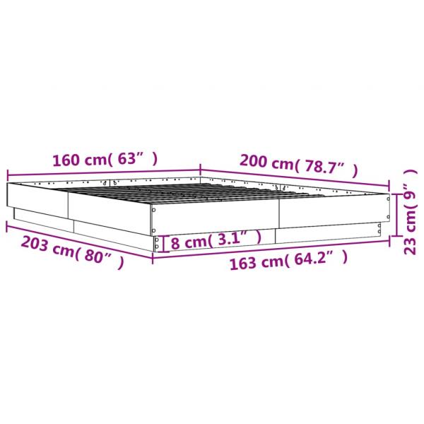 Bettgestell Sonoma-Eiche 160x200 cm Holzwerkstoff