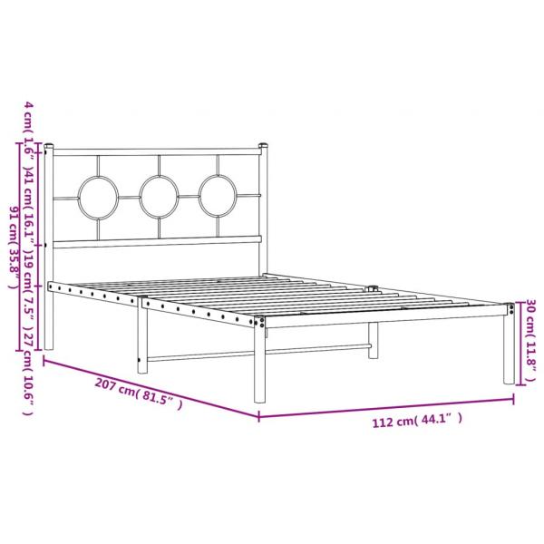 Bettgestell mit Kopfteil Metall Schwarz 107x203 cm