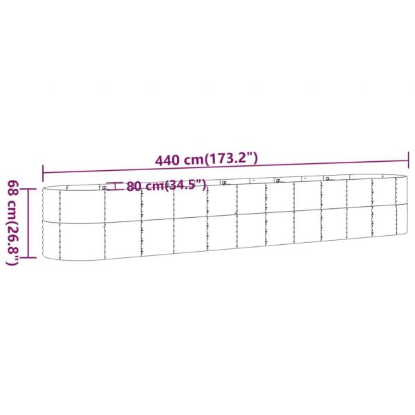 Hochbeet Pulverbeschichteter Stahl 440x80x68 cm Anthrazit