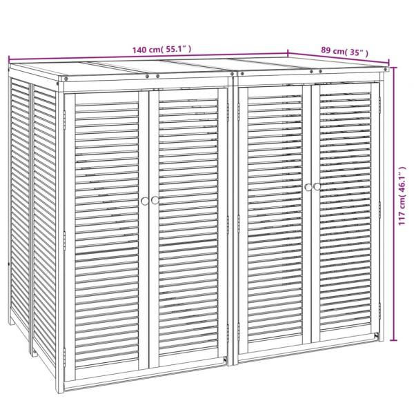 Mülltonnenbox für 2 Tonnen 140x89x117 cm Massivholz Akazie