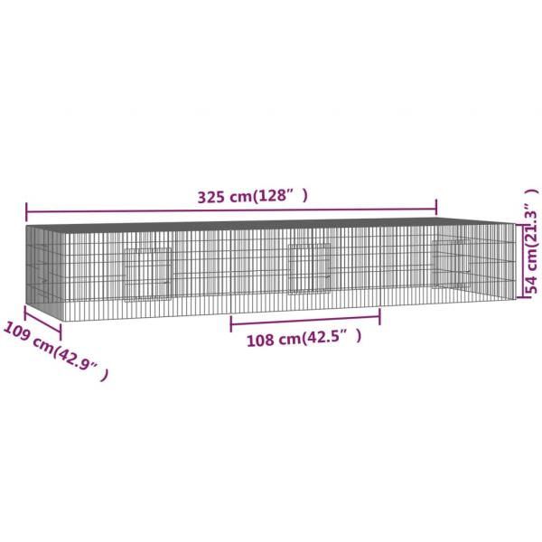 Kaninchenkäfig 3 Paneele 325x109x54 cm Verzinktes Eisen