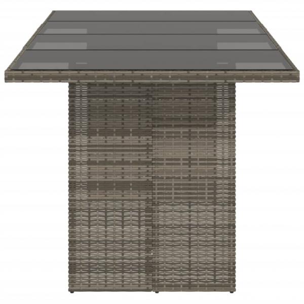 Gartentisch mit Glasplatte Grau 190x80x74 cm Poly Rattan