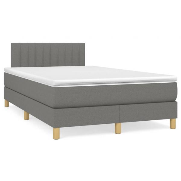 ARDEBO.de - Boxspringbett mit Matratze & LED Dunkelgrau 120x190 cm Stoff